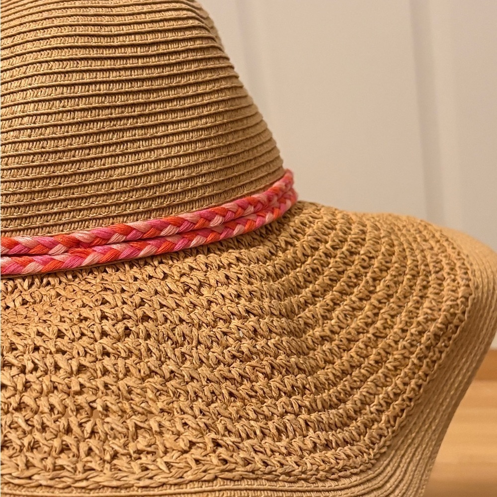 J. Crew Tan Straw Sun Hat with Pink Braided Band - Picture 5 of 6